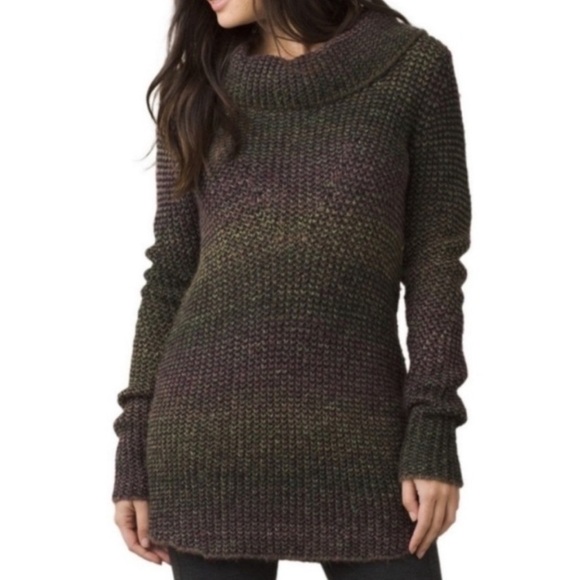 Prana Chunky Knit Hunter Tunic Long Sleeve Cowl Neck Wool Blend Sweater Large - Picture 1 of 10